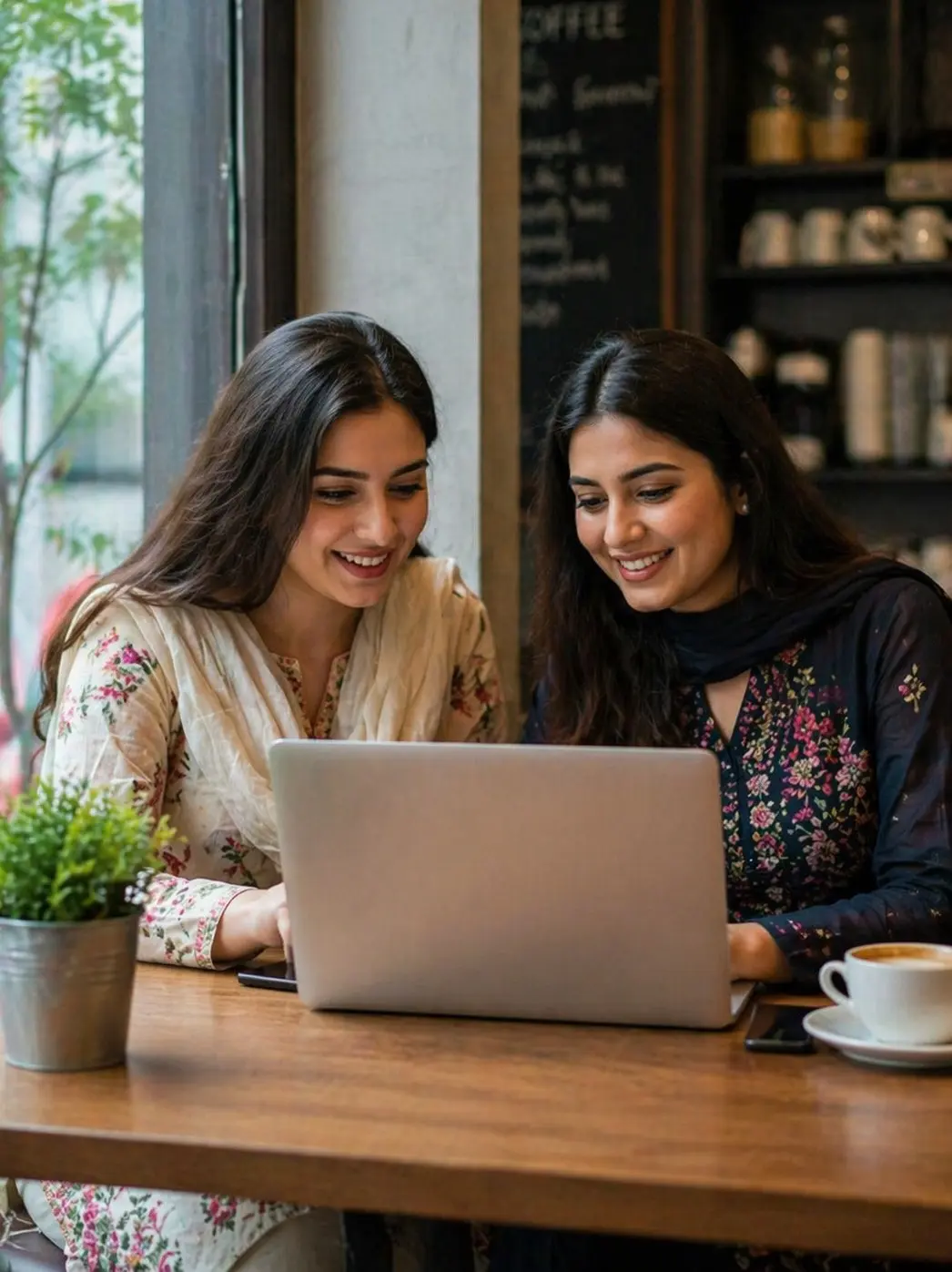 Two women browsing together